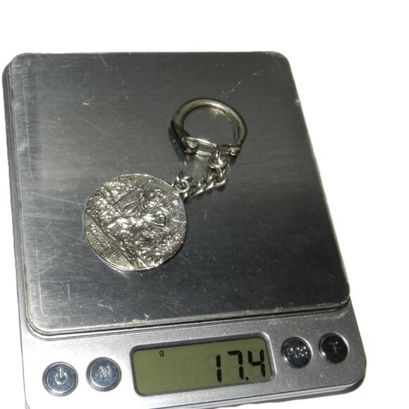 Mexico Sterling Silver San Cristobal Religious Medal Key Chain Protegenos - Picture 13 of 15